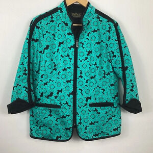 Bob Mackie Wearable Art Floral Zipper Jacket Medium